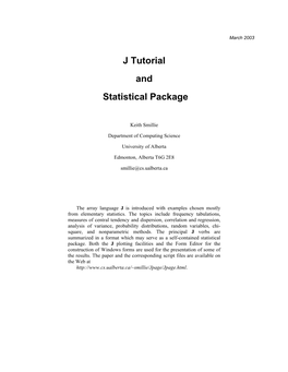 J Tutorial and Statistical Package