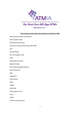 1 the Companies Listed Under the Consortium for Next Gen Atms ABA