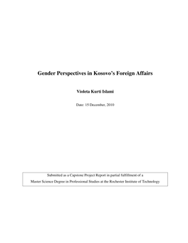 Gender Perspectives in Kosovo's Foreign Affairs