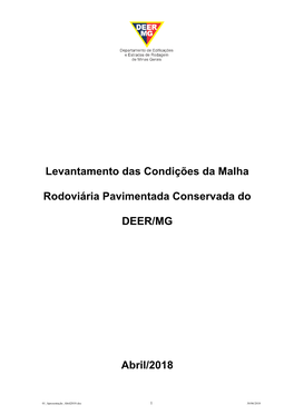 Levantamento Das Condições Da Malha Rodoviária Pavimentada