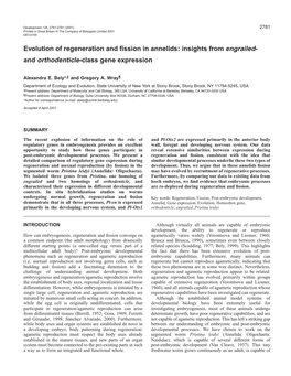 Annelid Regeneration and Fission