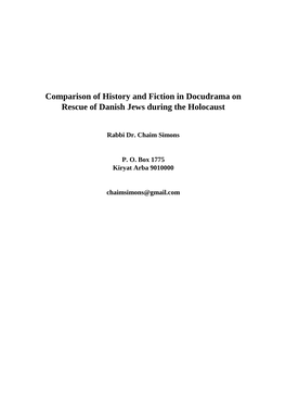 Comparison of History and Fiction in Docudrama on Rescue of Danish Jews During the Holocaust