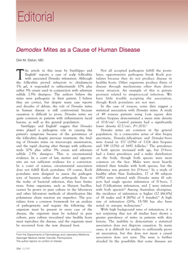 Demodex Mites As a Cause of Human Disease