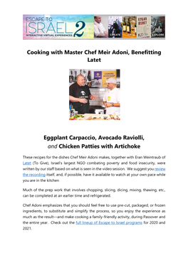 Cooking with Master Chef Meir Adoni, Benefitting Latet Eggplant