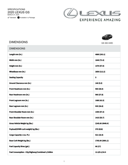 2020 Lexus Gs Dimensions