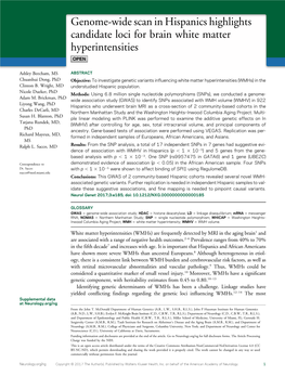 Genome-Wide Scan in Hispanics Highlights Candidate Loci for Brain White Matter Hyperintensities