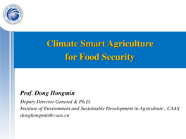 Climate Smart Agriculture for Food Security