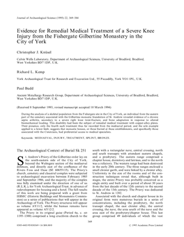 Evidence for Remedial Medical Treatment of a Severe Knee Injury from the Fishergate Gilbertine Monastery in the City of York