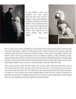 It Was William Cook Who Inspired the Only Movie Gertrude Stein Ever Wrote in English, I Have Just Published It in Operas and Plays in the Plain Edition