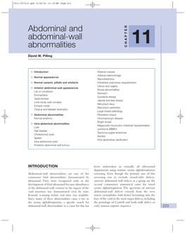 Abdominal and Abdominal-Wall Abnormalities Exomphalos Is an Incomplete Return of the Abdominal Contents to the Abdominal Cavity in Early 11 Pregnancy