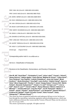 Revisions to the Classification, Nomenclature, and Diversity of Eukaryotes