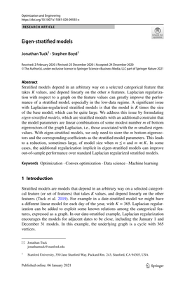 Eigen-Stratified Models