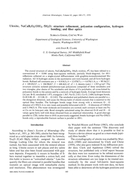 Ulexite, Nacabsou(OH)R.Shro:Structure Refinement, Polyanion Configuration, Hydrogen Bonding,And Fiberoptics