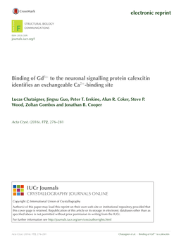 Electronic Reprint Binding of Gd3+ to the Neuronal Signalling Protein