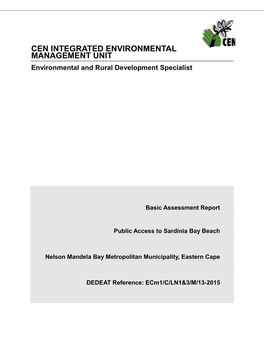 CEN INTEGRATED ENVIRONMENTAL MANAGEMENT UNIT Environmental and Rural Development Specialist