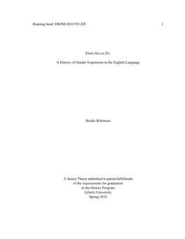 From Heo to Zir: a History of Gender Expression in the English Language