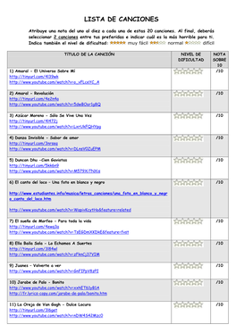 Lista De Canciones