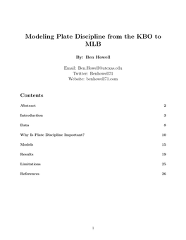 Modeling Plate Discipline from the KBO to MLB