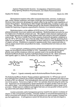 Aqueous Organometallic Systems: Investigations of Hydrofonnylation, Ring Opening Metathesis Polymerization, and Alkane Functionalization