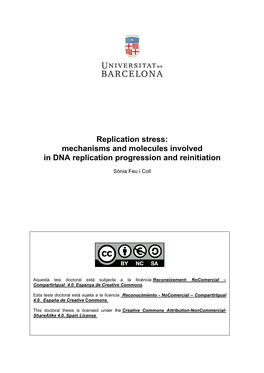 Replication Stress: Mechanisms and Molecules Involved in DNA Replication Progression and Reinitiation