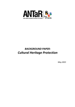 BACKGROUND PAPER: Cultural Heritage Protection