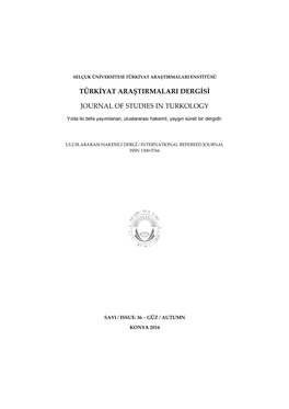 Türkiyat Araştirmalari Dergisi Journal of Studies