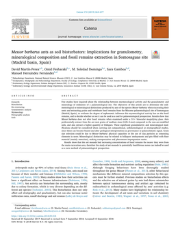 Messor Barbarus Ants As Soil Bioturbators: Implications For