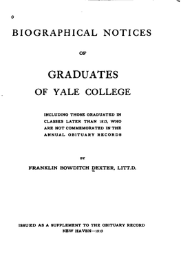 Biographical Notices of Graduates of Yale College