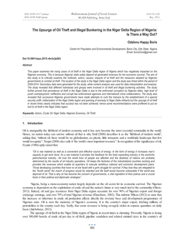 The Upsurge of Oil Theft and Illegal Bunkering in the Niger Delta Region of Nigeria: Is There a Way Out?
