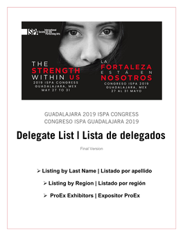 Delegate List | Lista De Delegados