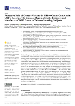 Protective Role of Genetic Variants in HSP90 Genes-Complex in COPD Secondary to Biomass-Burning Smoke Exposure and Non-Severe COPD Forms in Tobacco Smoking Subjects