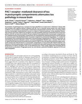 PAC1 Receptor–Mediated Clearance of Tau in Postsynaptic Compartments