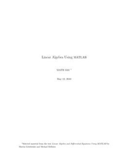 Linear Algebra Using MATLAB