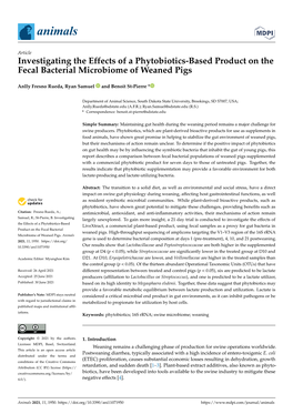 Investigating the Effects of a Phytobiotics-Based Product on the Fecal Bacterial Microbiome of Weaned Pigs