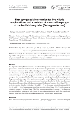 First Cytogenetic Information for Five Nilotic Elephantfishes and a Problem of Ancestral Karyotype of the Family Mormyridae (Osteoglossiformes)