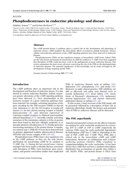 Phosphodiesterases in Endocrine Physiology and Disease