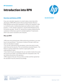 Introduction Into RPN