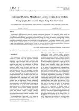 Nonlinear Dynamic Modeling of Double Helical Gear System