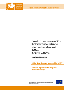 Compétences Marocaines Expatriées : Quelles Politiques De Mobilisation Suivies Pour Le Développement Du Maroc ? Du TOKTEN Au FINCOME