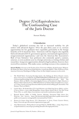 Degree (Un)Equivalencies: the Confounding Case of the Juris Doctor