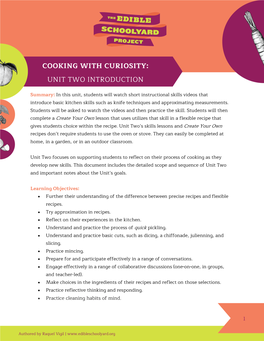 Cooking with Curiosity: Unit Two Introduction
