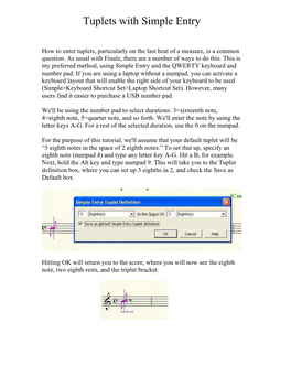 Tuplets with Simple Entry