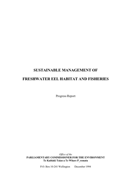 Sustainable Management of Freshwater Eel Habitat and Fisheries