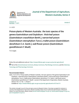 Poison Plants of Western Australia