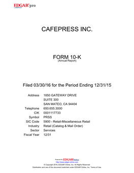 Cafepress Inc