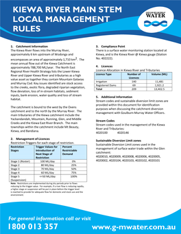 Kiewa River Local Management Rules