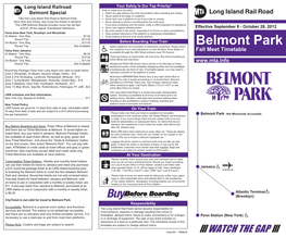 Belmont Park Fall Meet Timetable