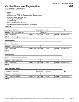 Verified Statement Registration VSR (Out-Of-State Committee)