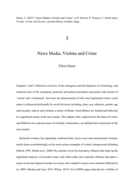 News Media, Victims and Crime’, in P