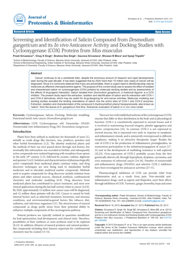 Screening and Identification of Salicin Compound from Desmodium